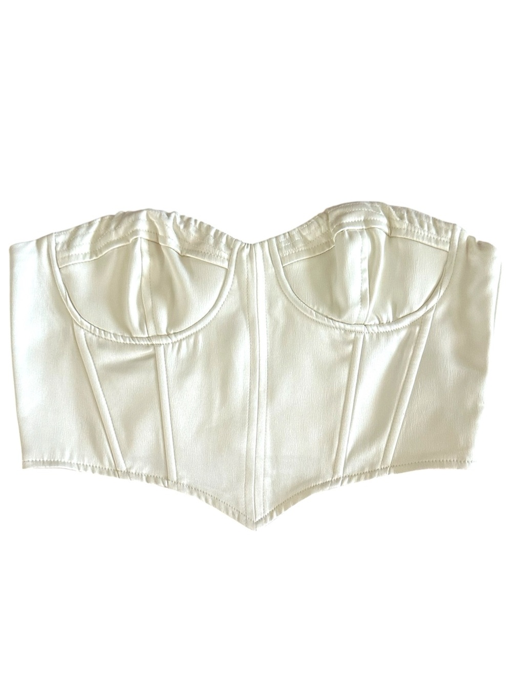 White Forever 21 Strapless Corset Crop Top (M)